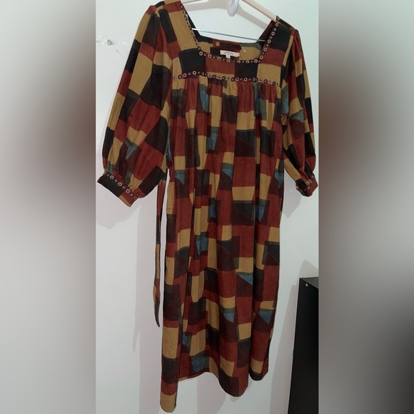 Umber & Ochre Devi Peasant Dress in Blocks NWOT - Picture 2 of 14